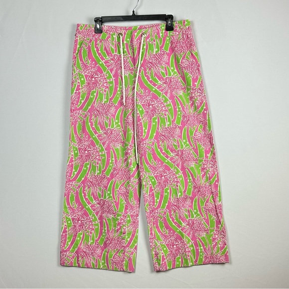 LILLY PULITZER Palm Beach Collection linen Lionfish drawstring pants - size 12 - Picture 2 of 5